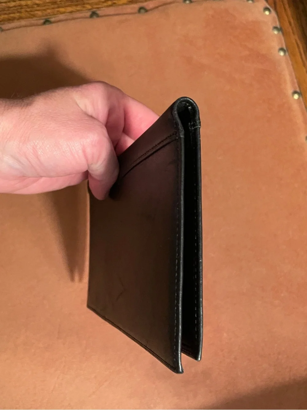 Tumi Black Leather Long Wallet, Travel Checkbook Cover, Passport, Portfolio